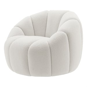 NPD Furniture Callista Fabric Swivel Accent Chair in Monroe White