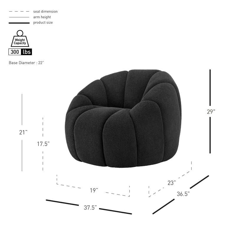 NPD Furniture Callista Fabric Swivel Accent Chair in Monroe Black