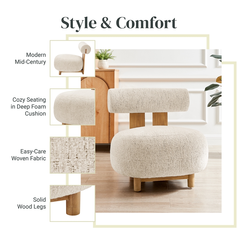 NPD Furniture Pamela Fabric Accent Chair in Concord Cream