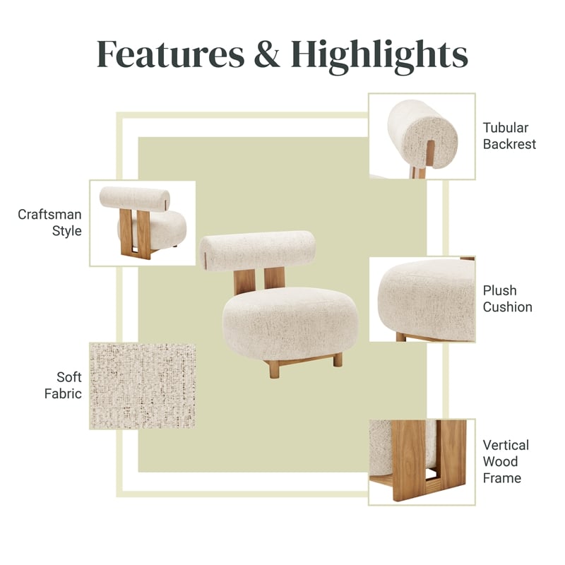 NPD Furniture Pamela Fabric Accent Chair in Concord Cream