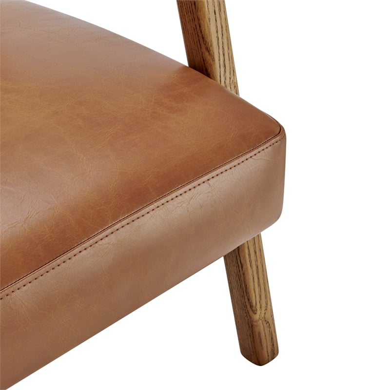 New Pacific Direct Reiner Faux Leather Accent Arm Chair in Borneo Chocolate