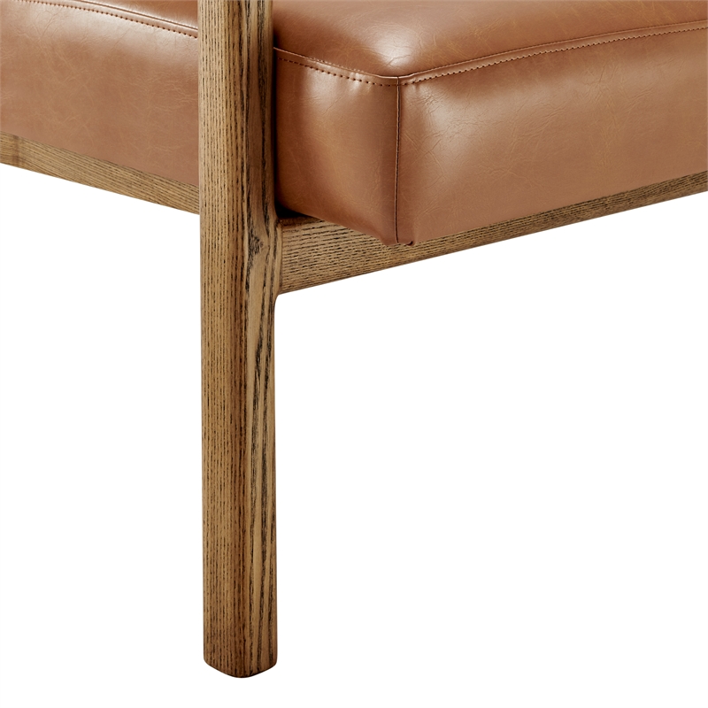 New Pacific Direct Reiner Faux Leather Accent Arm Chair in Borneo Chocolate