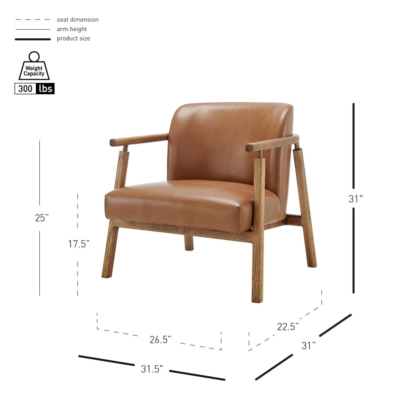 NPD Furniture Reiner Faux Leather Accent Arm Chair in Borneo Chocolate