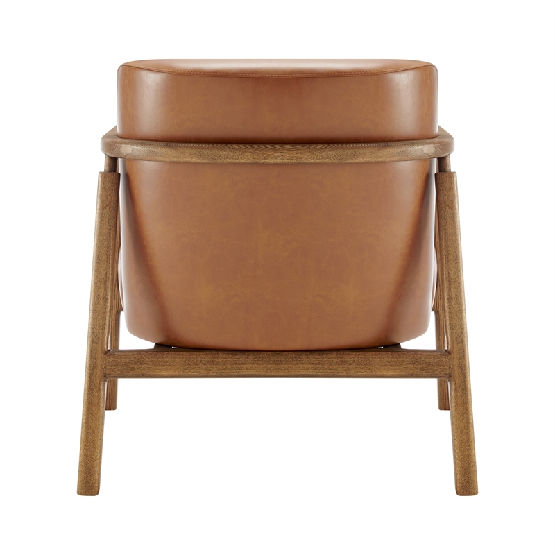 New Pacific Direct Reiner Faux Leather Accent Arm Chair in Borneo Chocolate