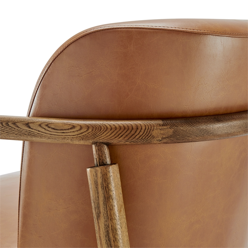 New Pacific Direct Reiner Faux Leather Accent Arm Chair in Borneo Chocolate