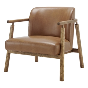 New Pacific Direct Reiner Faux Leather Accent Arm Chair in Borneo Chocolate