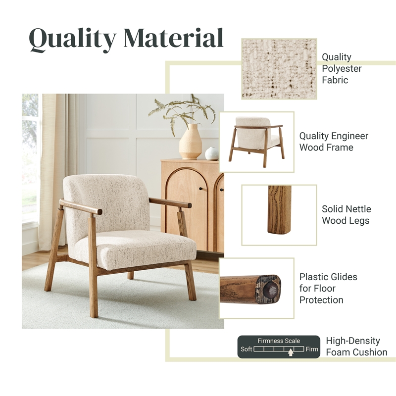 NPD Furniture Reiner Fabric Accent Arm Chairin Concord Cream