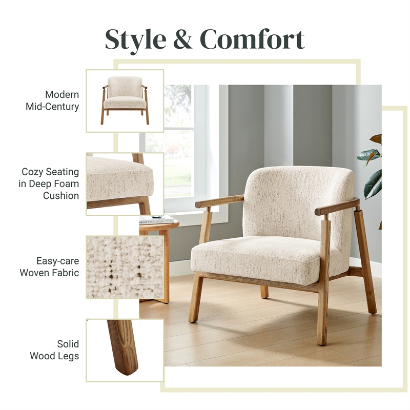 NPD Furniture Reiner Fabric Accent Arm Chairin Concord Cream