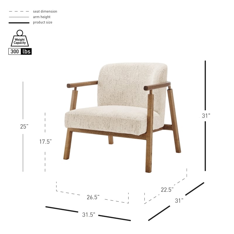 NPD Furniture Reiner Fabric Accent Arm Chairin Concord Cream