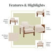 NPD Furniture Silvia Fabric Accent Arm Chair in Dazzle Cream