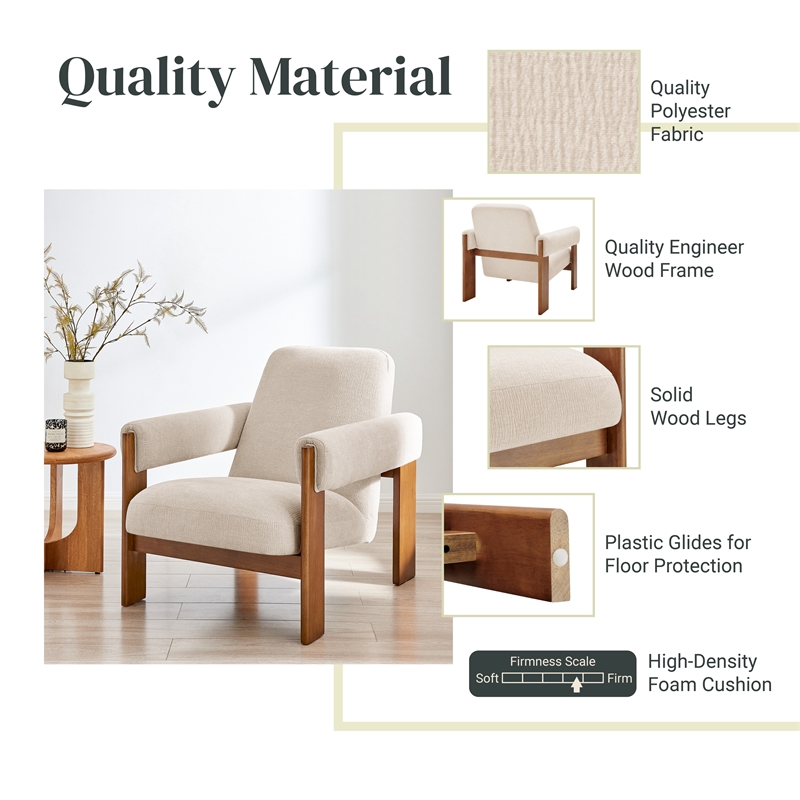 NPD Furniture Silvia Fabric Accent Arm Chair in Dazzle Cream