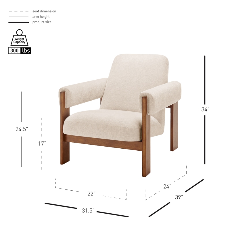 NPD Furniture Silvia Fabric Accent Arm Chair in Dazzle Cream