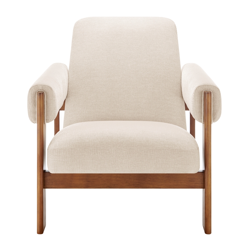 NPD Furniture Silvia Fabric Accent Arm Chair in Dazzle Cream