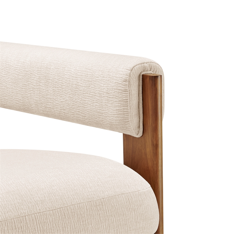 NPD Furniture Silvia Fabric Accent Arm Chair in Dazzle Cream