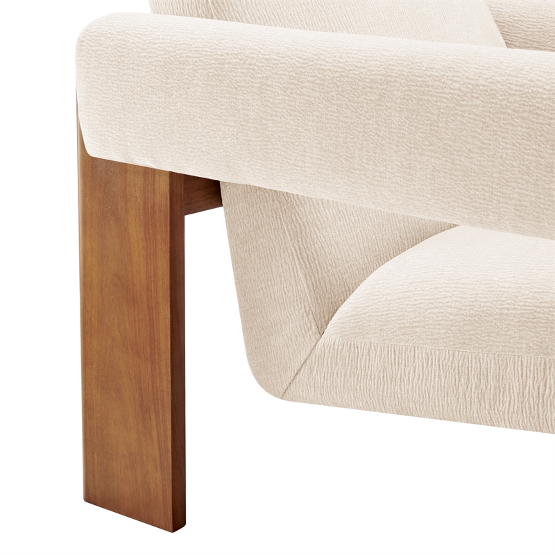 NPD Furniture Silvia Fabric Accent Arm Chair in Dazzle Cream