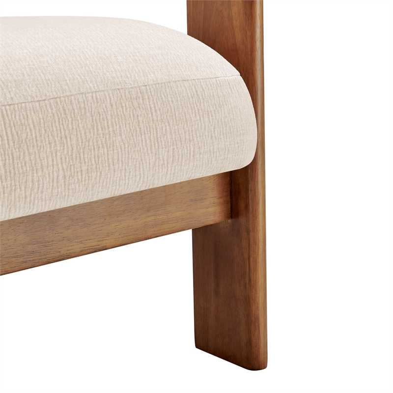 NPD Furniture Silvia Fabric Accent Arm Chair in Dazzle Cream