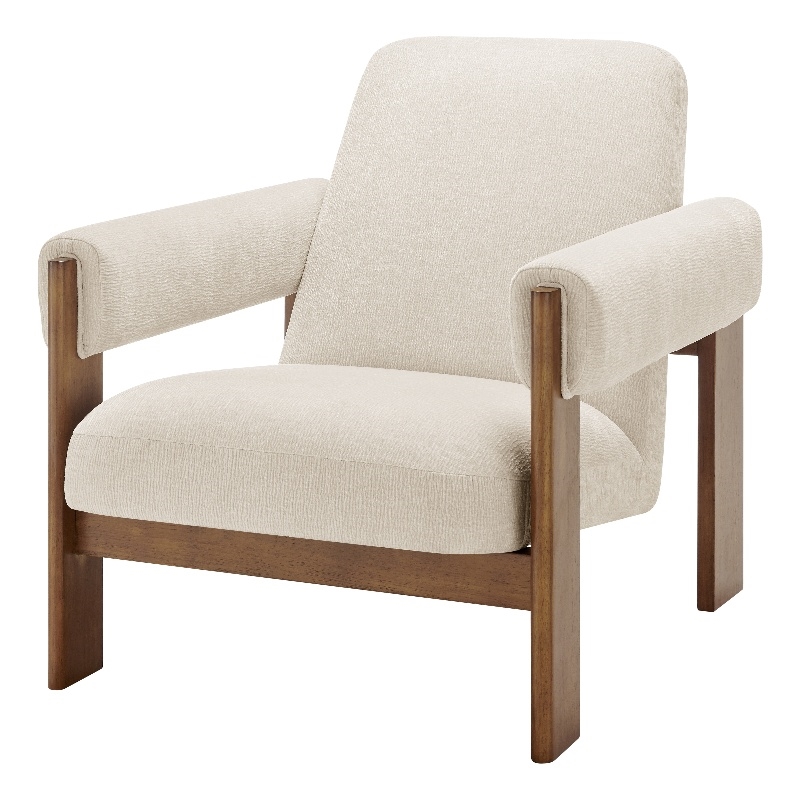 NPD Furniture Silvia Fabric Accent Arm Chair in Dazzle Cream