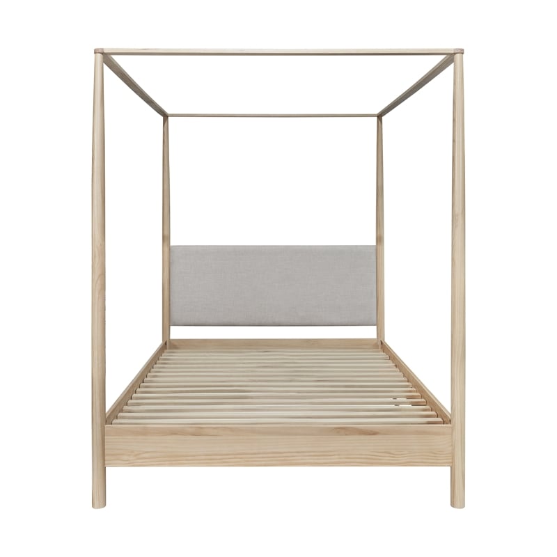 NPD Furniture Bloomfield Queen Canopy Bed Set in Natural Pine