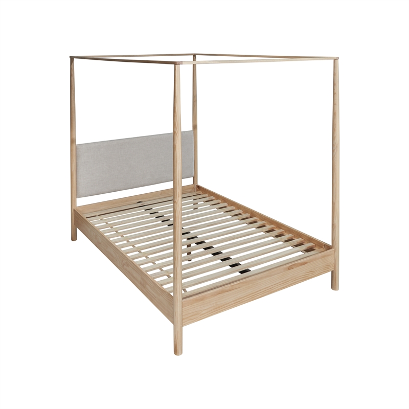 NPD Furniture Bloomfield Queen Canopy Bed Set in Natural Pine