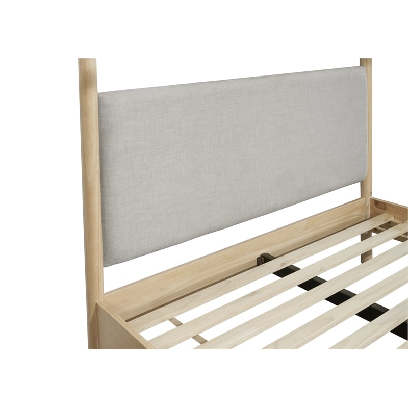 NPD Furniture Bloomfield Queen Canopy Bed Set in Natural Pine