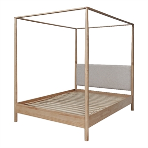 New Pacific Direct Bloomfield Queen Canopy Bed Set in Natural Pine