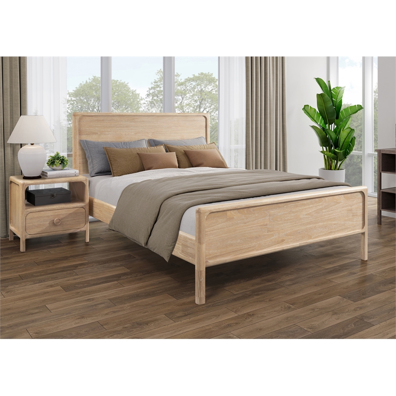 NPD Furniture Hansville Queen Bed Set in Natural Whitewash