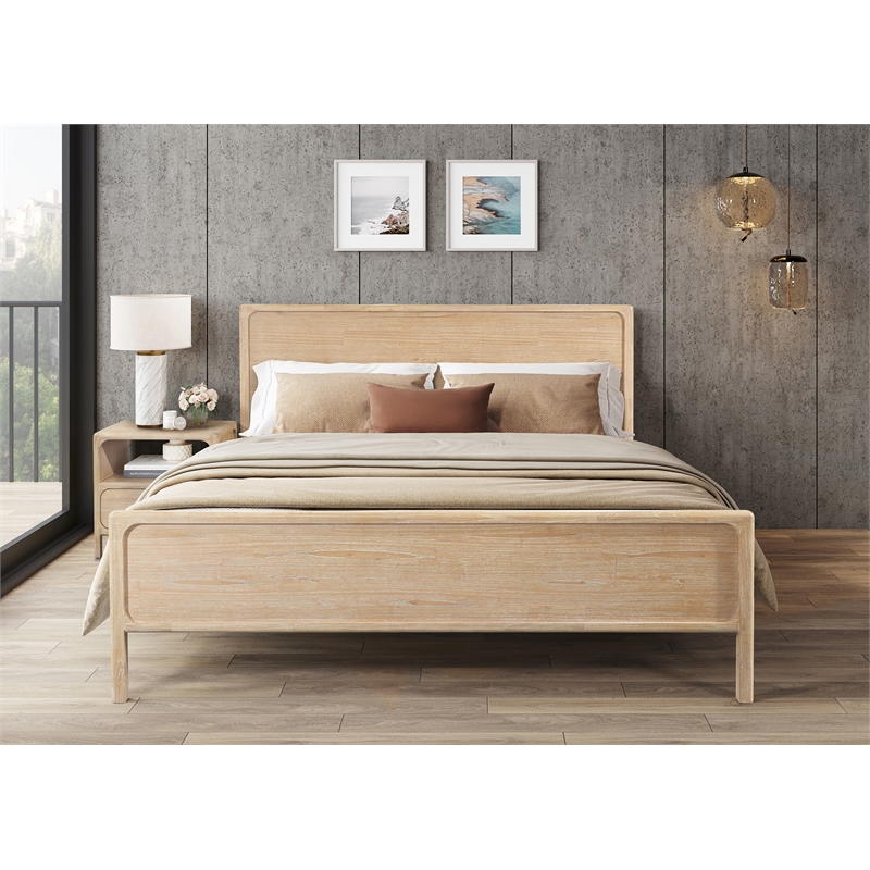 NPD Furniture Hansville King Bed Set in Natural Whitewash
