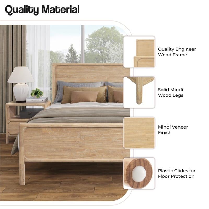 NPD Furniture Hansville King Bed Set in Natural Whitewash