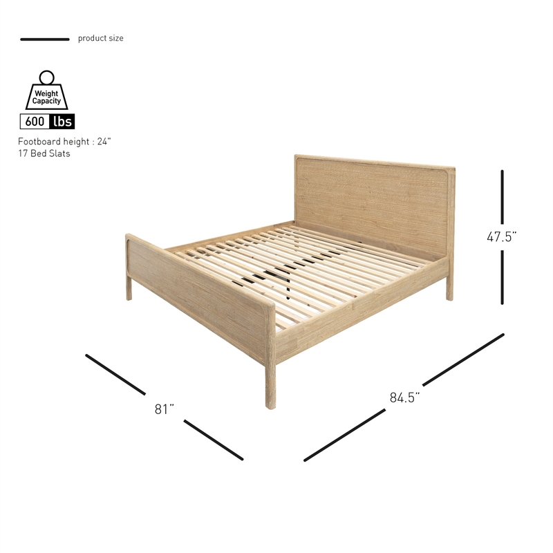 NPD Furniture Hansville King Bed Set in Natural Whitewash