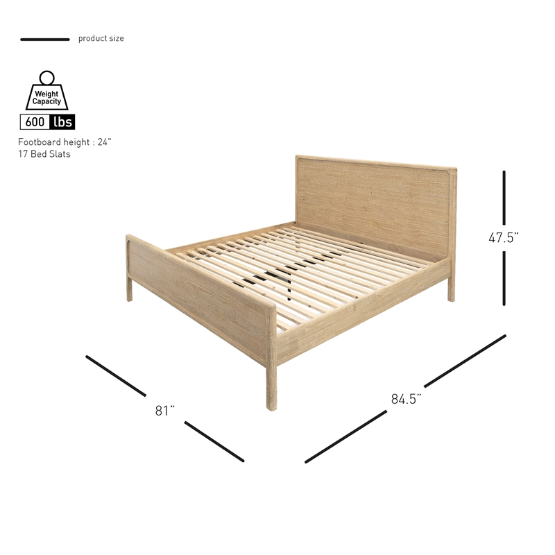 NPD Furniture Hansville King Bed Set in Natural Whitewash
