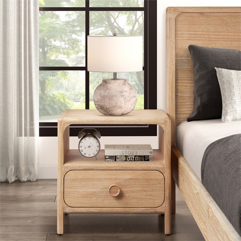 NPD Furniture Hansville Nightstand/Side Table in Natural Whitewash