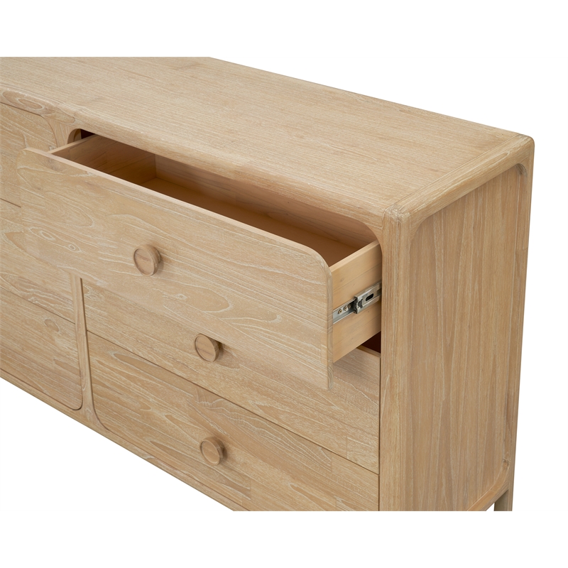 New Pacific Direct Hansville Dresser 6 Drawers in Natural Whitewash