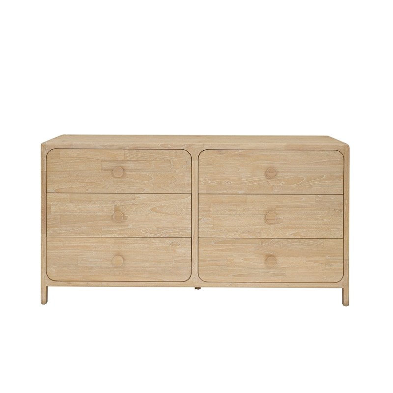 New Pacific Direct Hansville Dresser 6 Drawers in Natural Whitewash