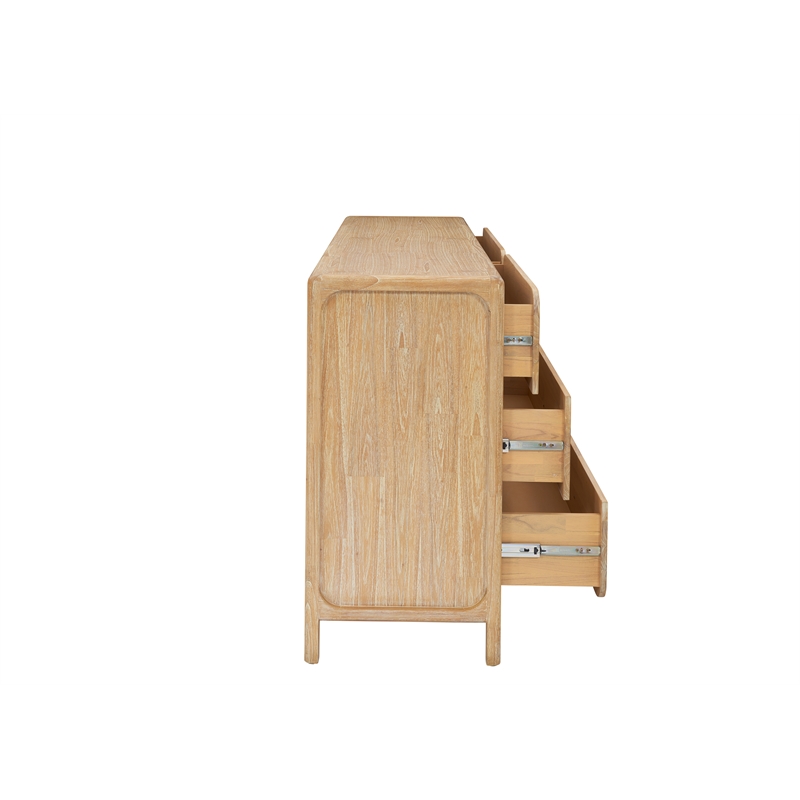 New Pacific Direct Hansville Dresser 6 Drawers in Natural Whitewash