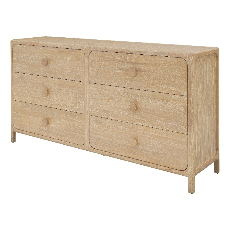 New Pacific Direct Hansville Dresser 6 Drawers in Natural Whitewash