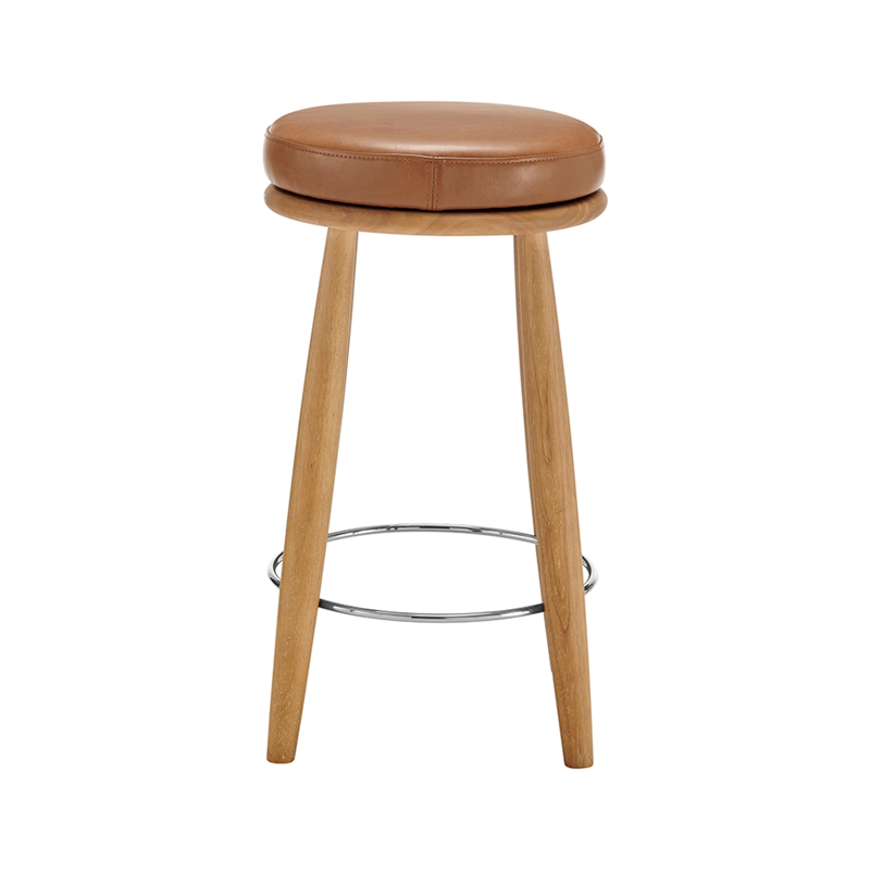 NPD Furniture Deandre Faux Leather Backless Swivel Counter Stool in Brown