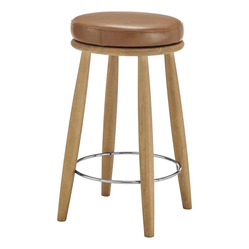 NPD Furniture Deandre Faux Leather Backless Swivel Counter Stool in Brown