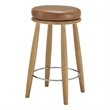 NPD Furniture Deandre Faux Leather Backless Swivel Counter Stool in Brown