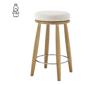 NPD Furniture Deandre Fabric Backless Swivel Counter Stool in Beige