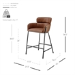 NPD Furniture Finley Faux Leather Counter Stool in Vintage Cognac