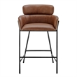 NPD Furniture Finley Faux Leather Counter Stool in Vintage Cognac