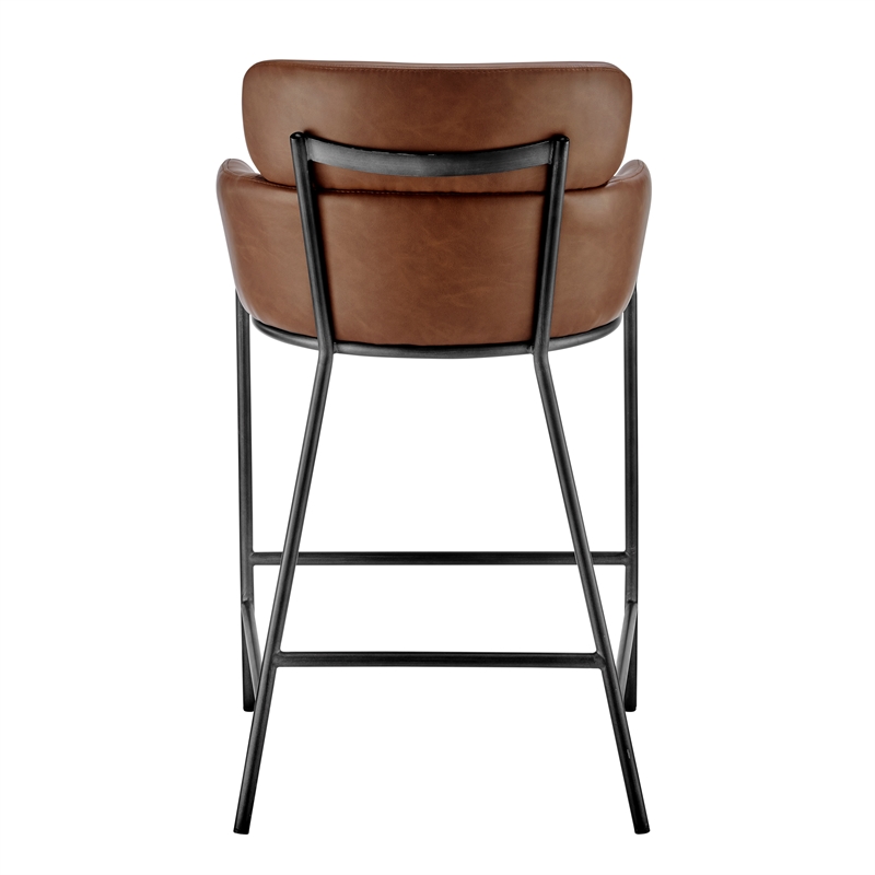 New Pacific Direct Finley Faux Leather Counter Stool in Vintage Cognac