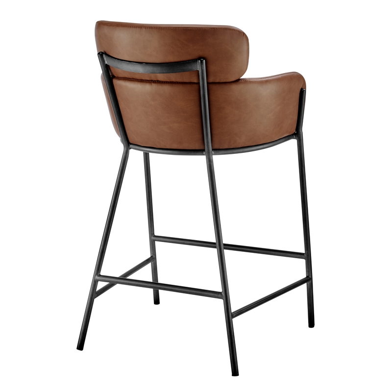 New Pacific Direct Finley Faux Leather Counter Stool in Vintage Cognac