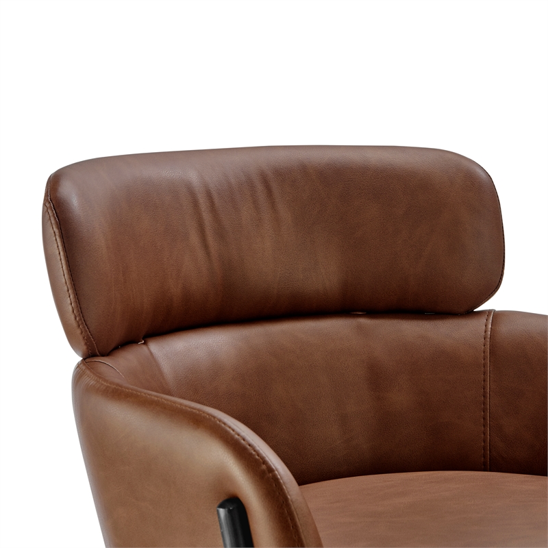 New Pacific Direct Finley Faux Leather Counter Stool in Vintage Cognac