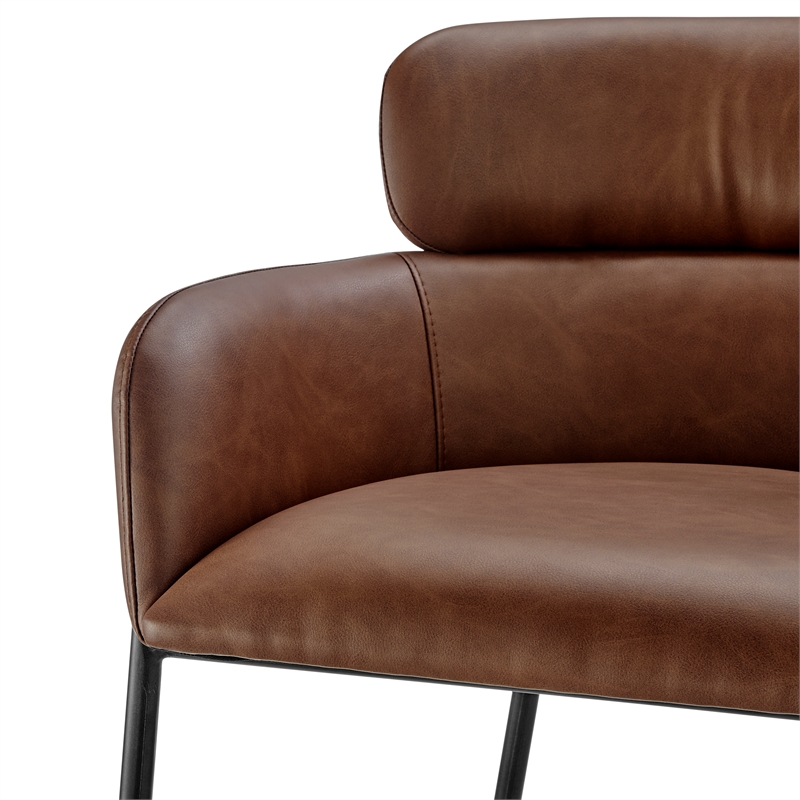 New Pacific Direct Finley Faux Leather Counter Stool in Vintage Cognac