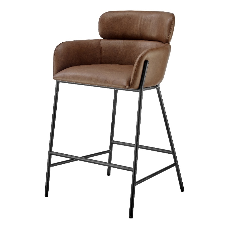 New Pacific Direct Finley Faux Leather Counter Stool in Vintage Cognac