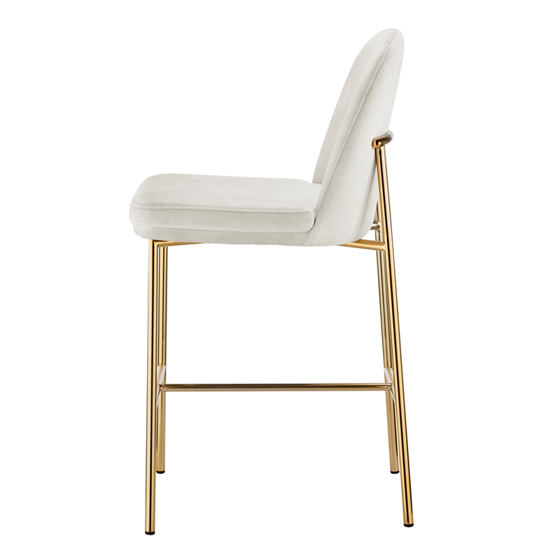 New Pacific Direct Keisha Velvet Counter Stool in Arcadia Cream (Set of 2)