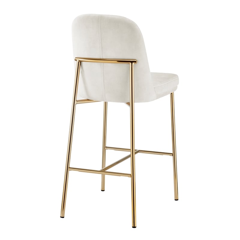 New Pacific Direct Keisha Velvet Counter Stool in Arcadia Cream (Set of 2)