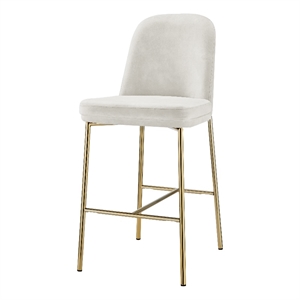New Pacific Direct Keisha Velvet Counter Stool in Arcadia Cream (Set of 2)
