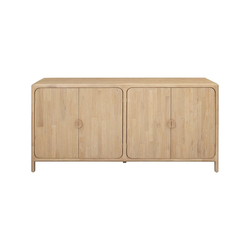 NPD Furniture Hansville Sideboard 4 Doors w/ 2 Inner Drawers in Natural
